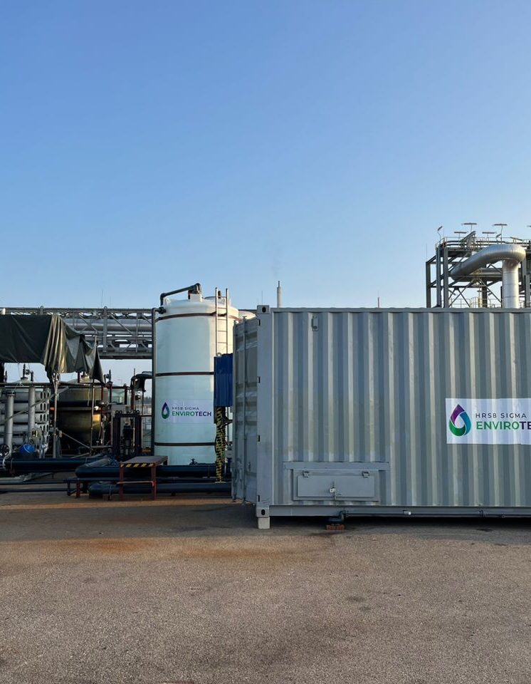 Containerised portable demineralised water treatment plant on site in Pengerang, Johor